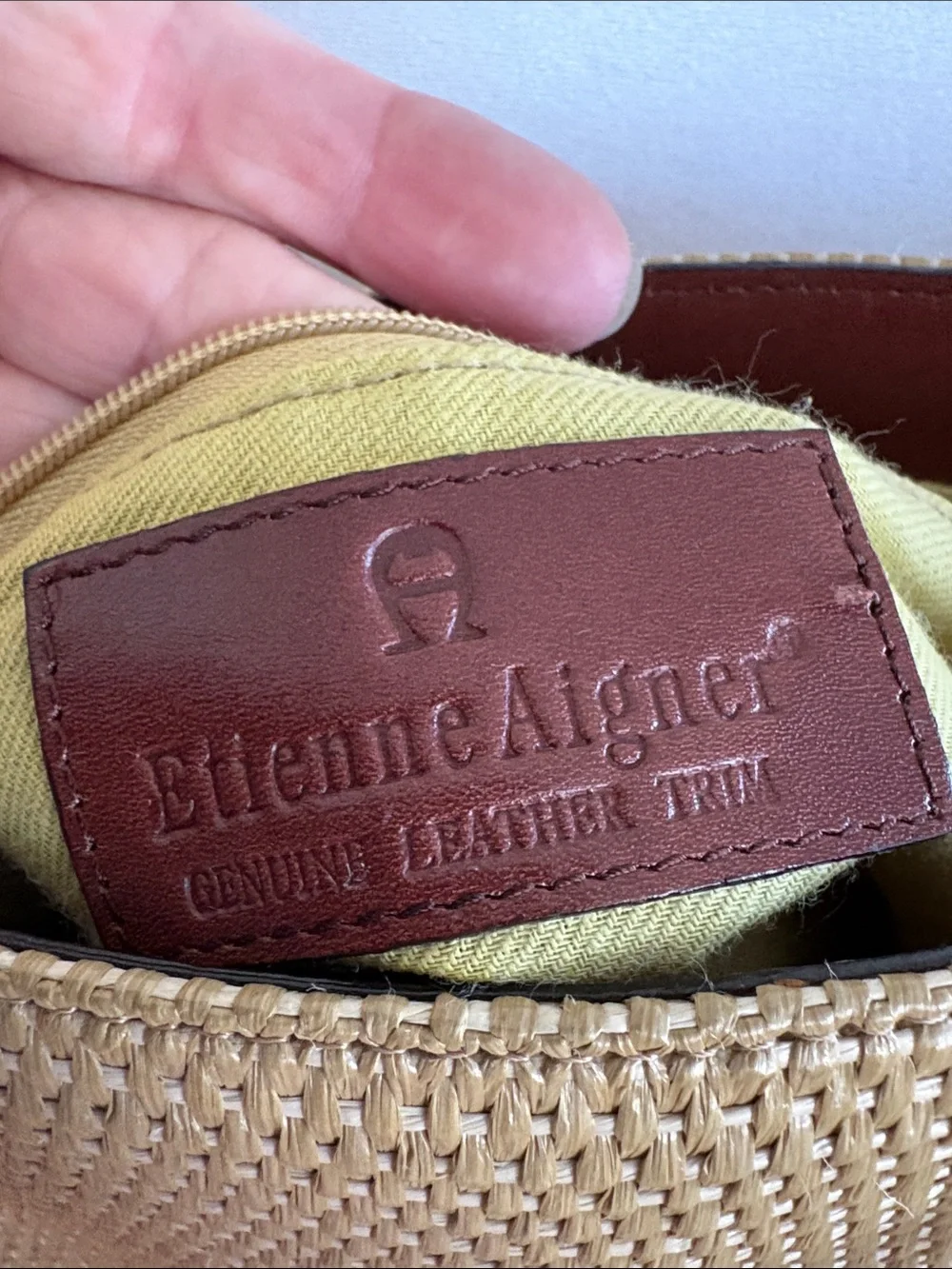 VINTAGE ETIENNE AIGNER MINI STRAW AND LEATHER TOTE/ SHOULDER BAG Mid 1990’s